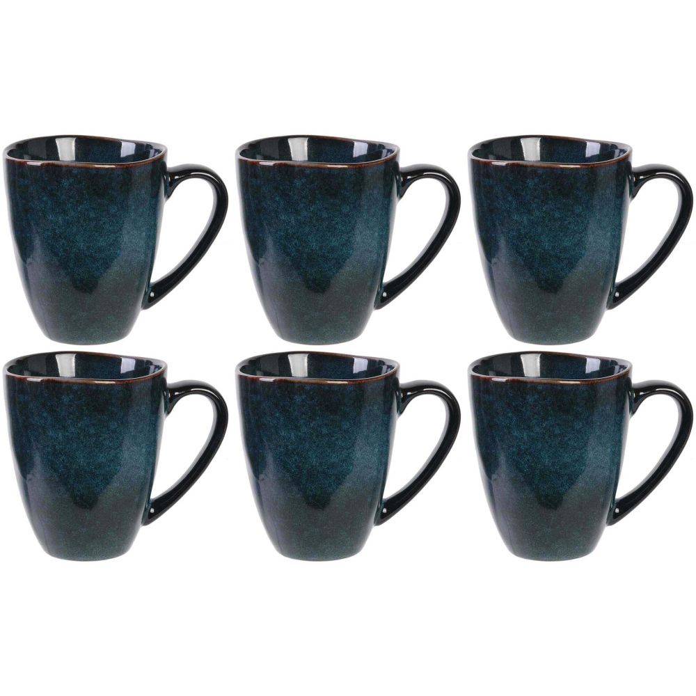 Mug en grès bleu au grès du temps 30 cl (Lot de 6)