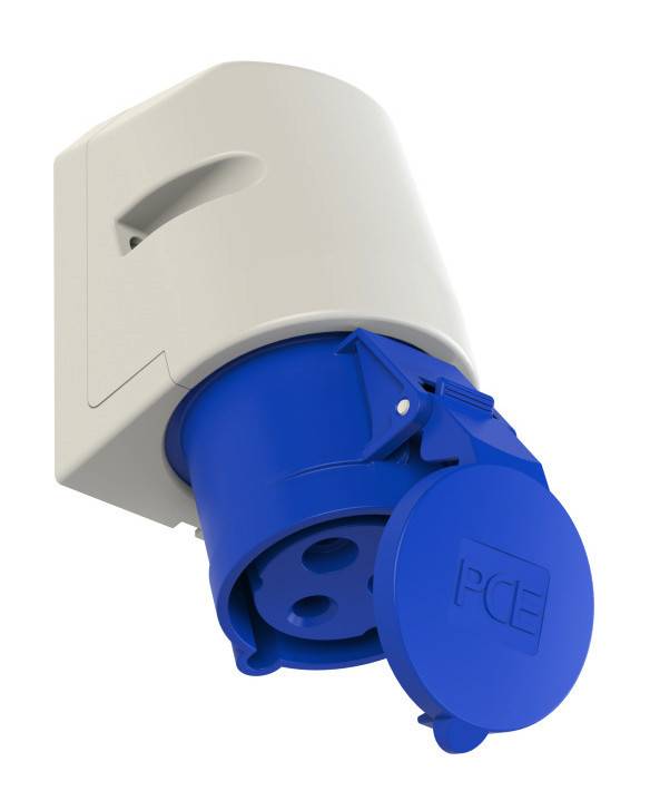 Socle P17 femelle 32A Monophasé 3 points 240V IP44 bleue standard à vis