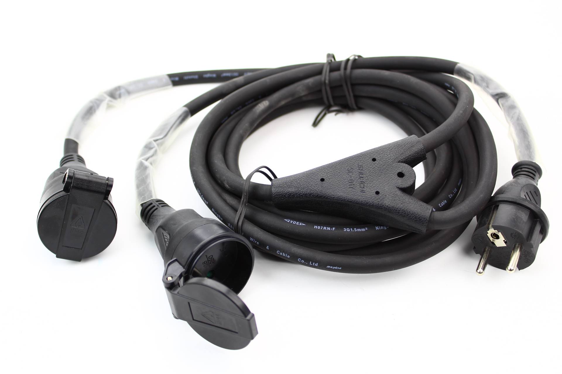 Rallonge double 3m + 50cm cordon prolongateur HO7 3 X 1.5mm² noir IP44