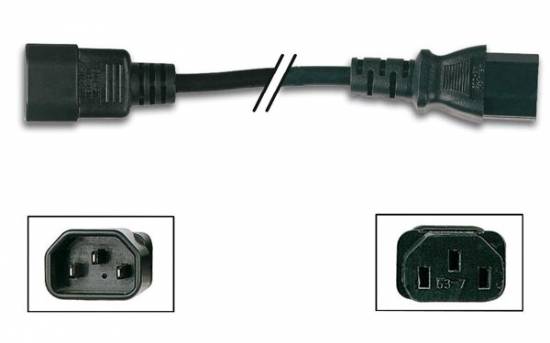 prolongateur secteur noir IEC male vers femelle 3G1.5mm² 10m