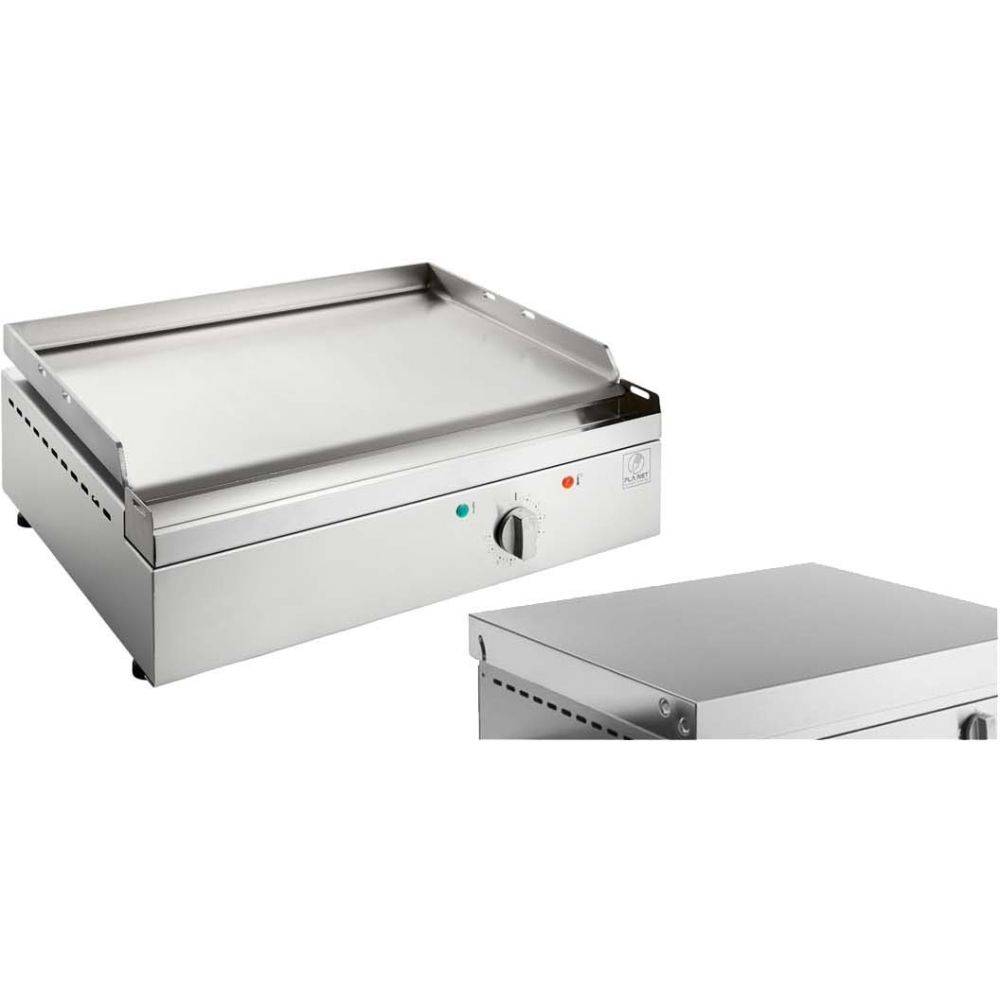 Plancha électrique en inox Chef 55 cm (Avec couvercle)