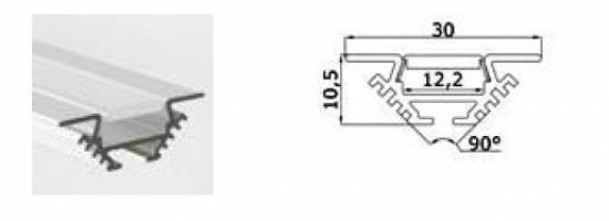 Profilé à encastrer angle ou droit aluminium pour ruban led 2 mètres