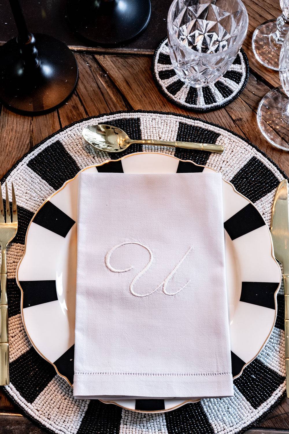 Serviette en coton avec détail ourlet initiale U