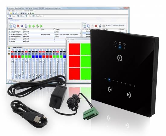Panneau de contrôle programmable Sunlite Stick GU2 tactile et graphique version design Noir