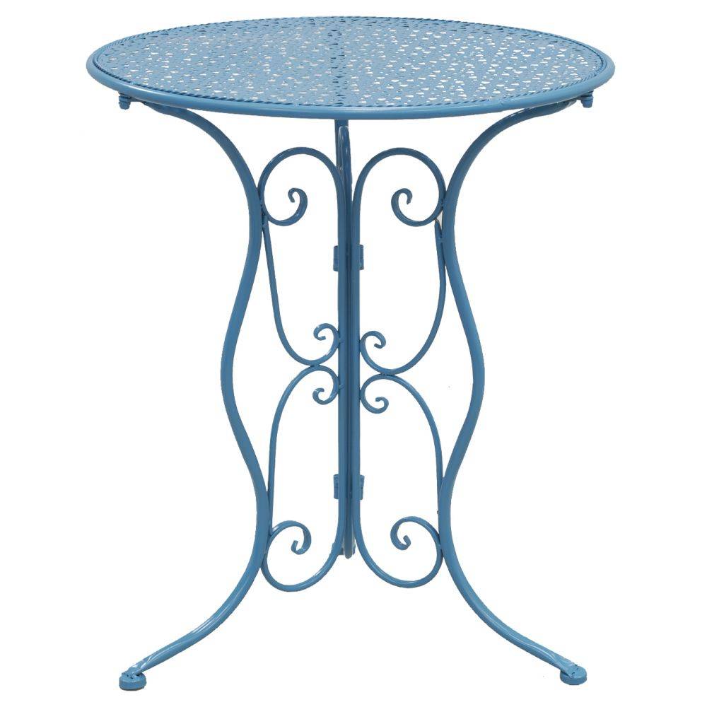 Table ronde en métal (Bleu)