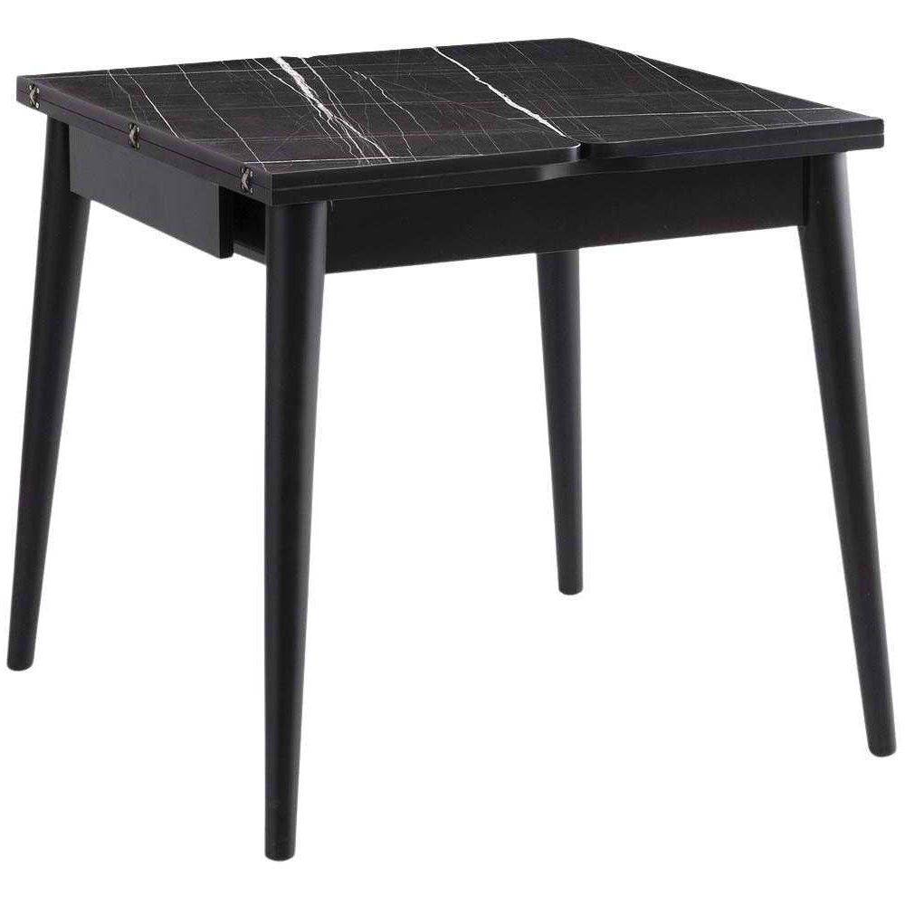 Table de repas extensible Totem (Noir, Noir marbré)