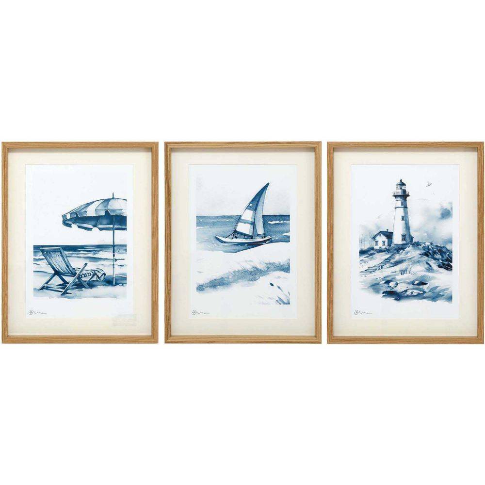 Tableau décoratif Seashore 30 x 40 cm (Lot de 3)