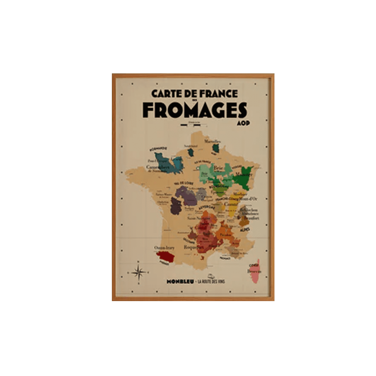 Carte de France des fromages AOP – 30 x 40 cm – Ecru