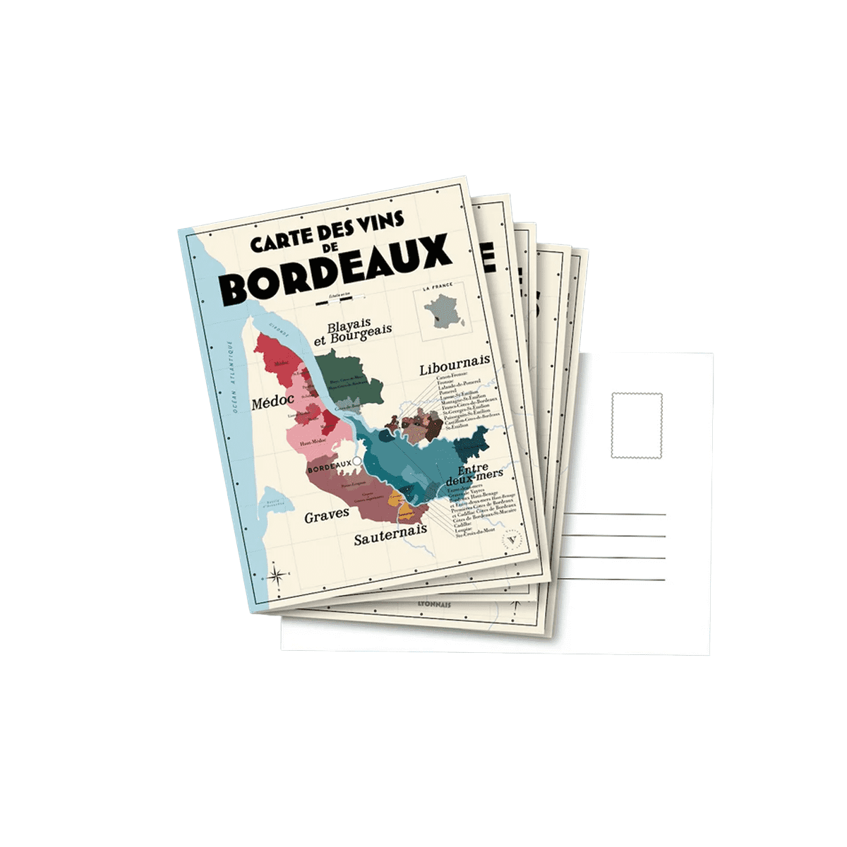 Pack 13 Cartes Postales Les Vins de France – 30 x 40 cm – Ecru