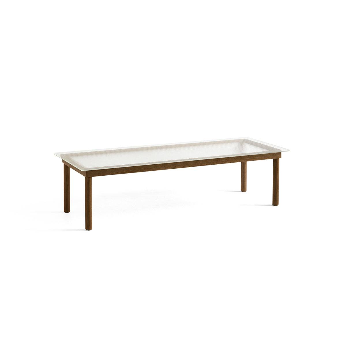 Table basse Kofi Noyer Massif & Verre Roseau Transparent – l 140 x L 50 x h 36 cm