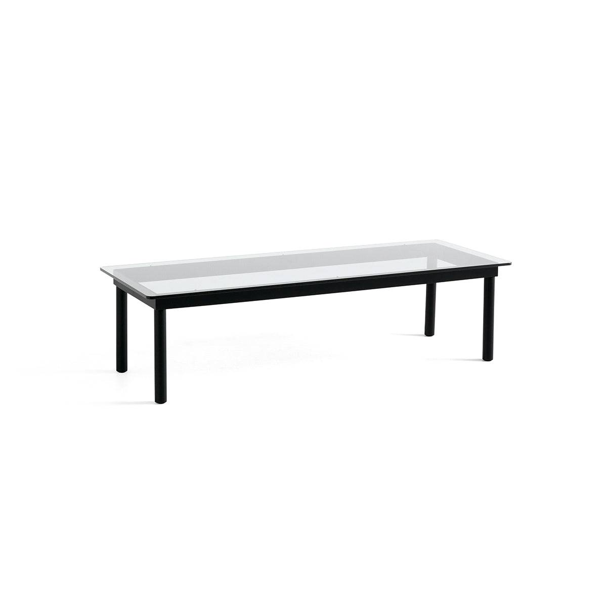 Table basse Kofi Chêne Massif Noir & Verre Clair – l 140 x L 50 x h 36 cm