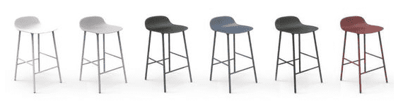 Tabouret Form pieds acier H:75 cm