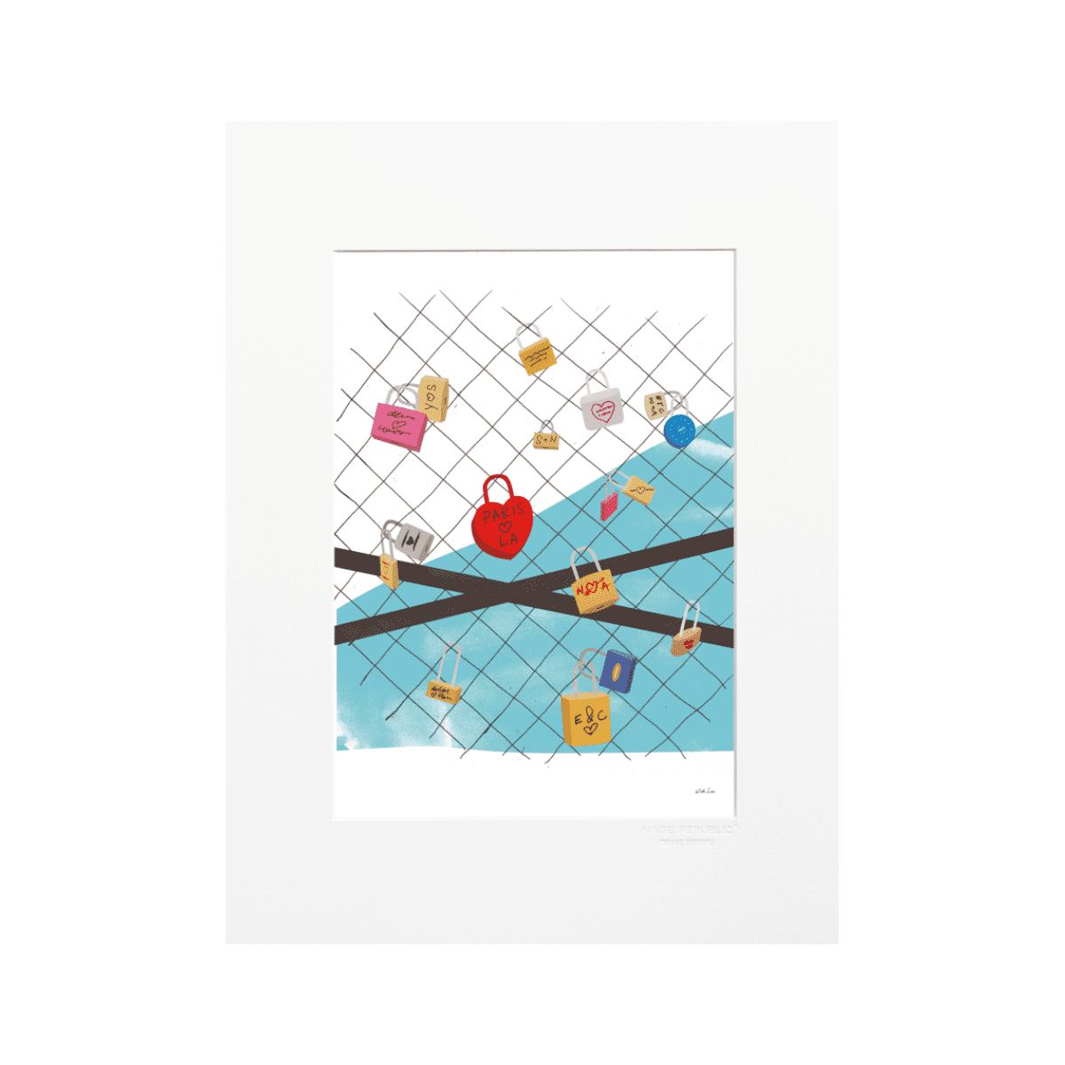 Affiche Paris Love Locks – Why LA? Pourquoi Paris ? – 22 x 22 cm