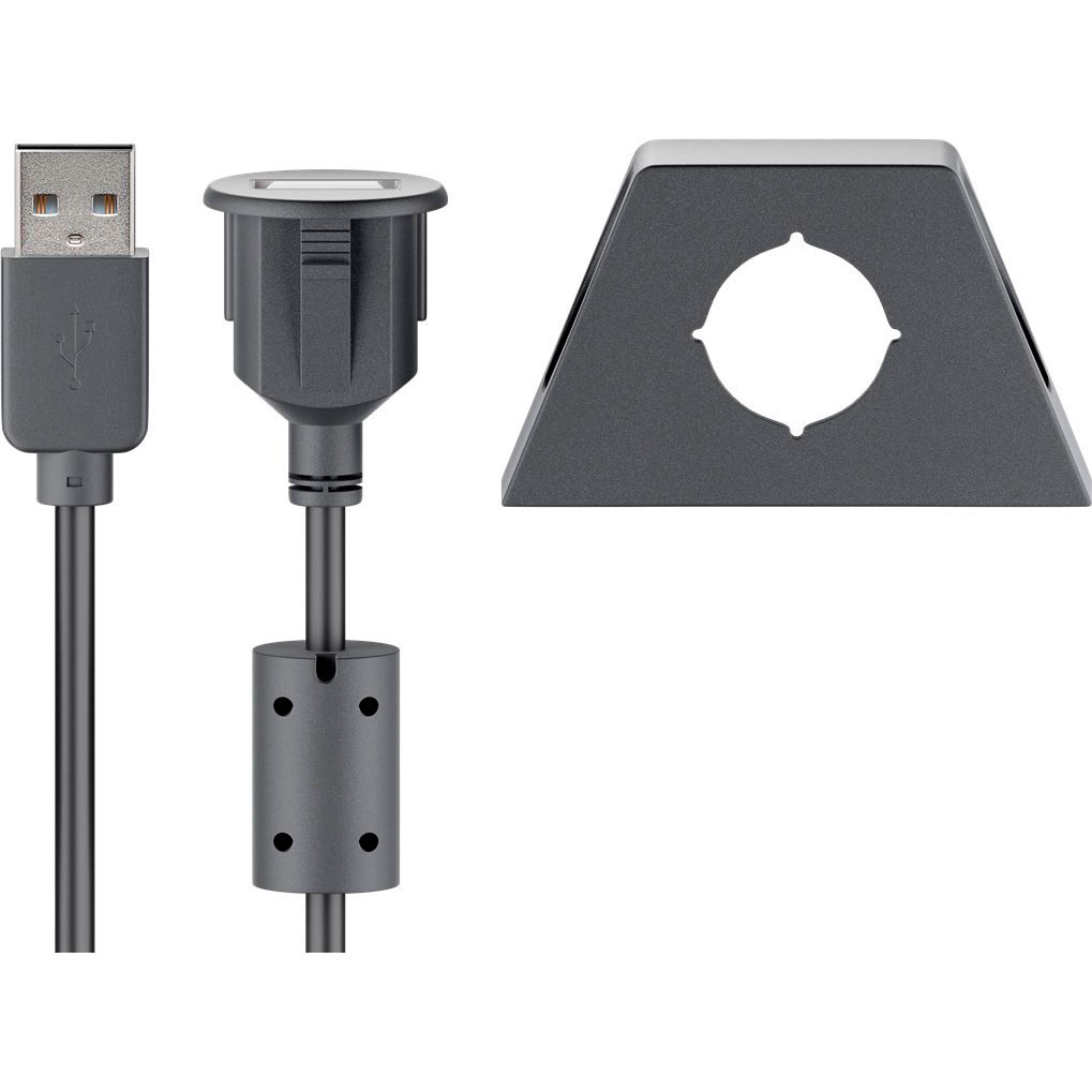 Goobay Câble d’extension USB-A 2m avec support de fixation