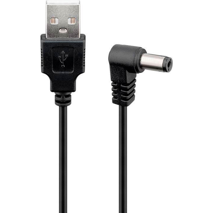 Goobay Câble USB avec prise d’alimentation 1,5 m (5,5 x 2,5 mm) Noir