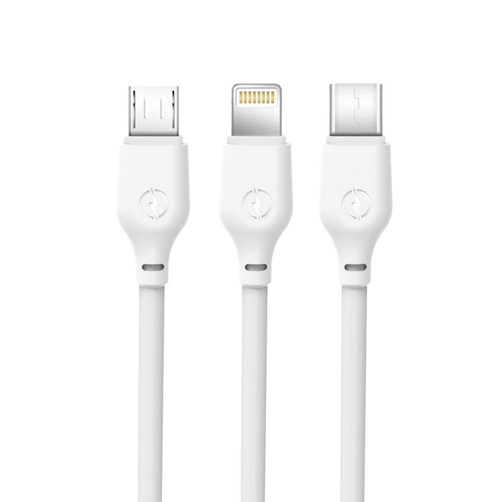 XO NB103 Câble multi-connecteurs 2,1A 1m (Lightning/USB-C/micro USB) Blanc