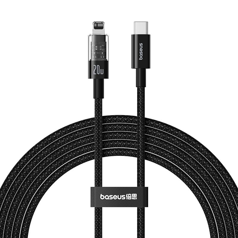 Baseus Gem Câble USB-C vers Lightning – 20W, Noir – 2m